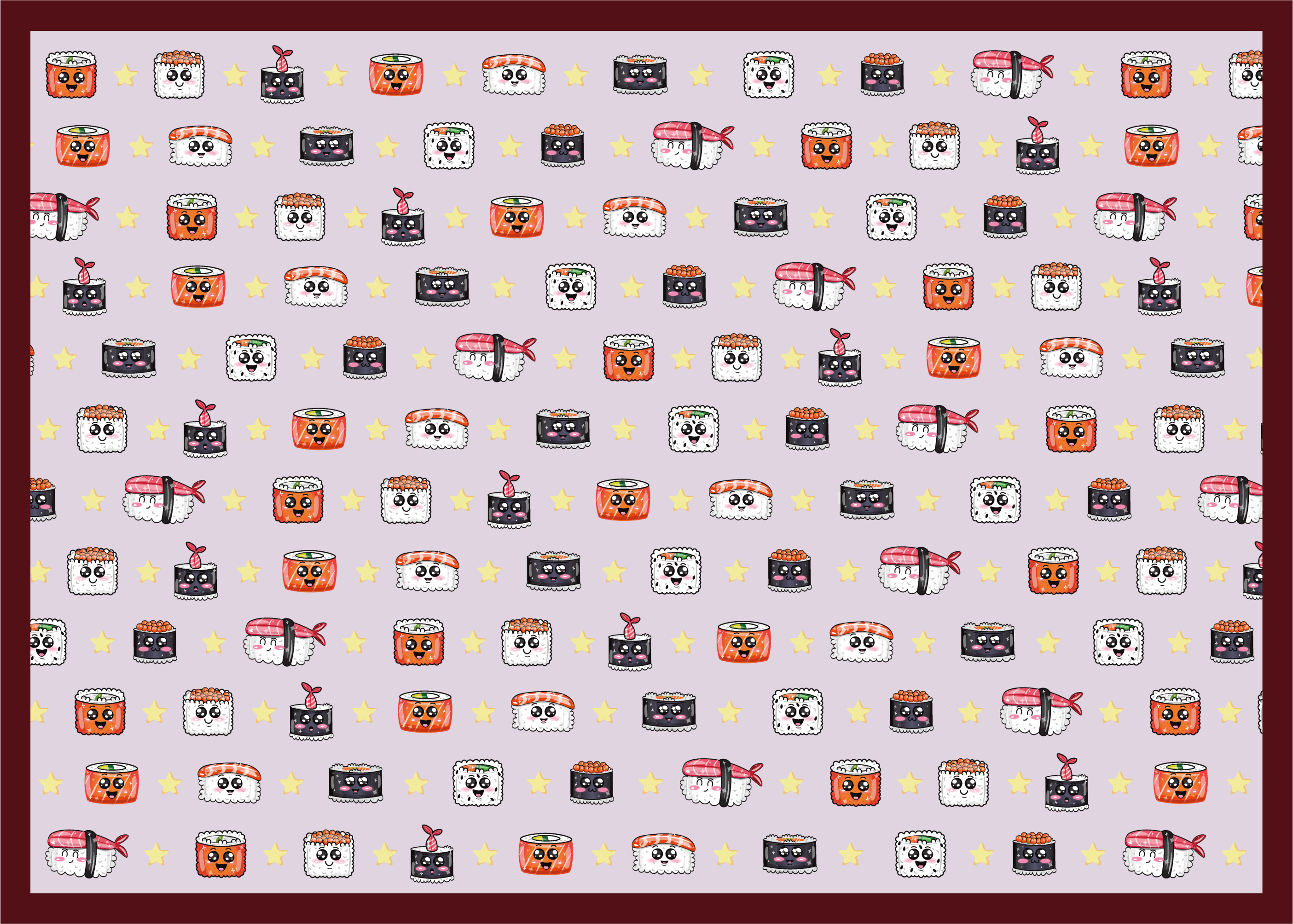 Sushi Cartoon Pattern kids vinyl carpet - TenStickers