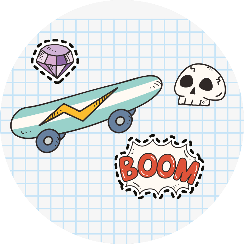 Skateboard Comic Illustration kids vinyl carpet - TenStickers