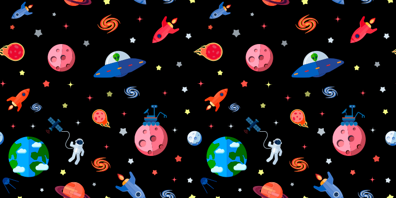 Space Adventure Print kids vinyl carpet - TenStickers