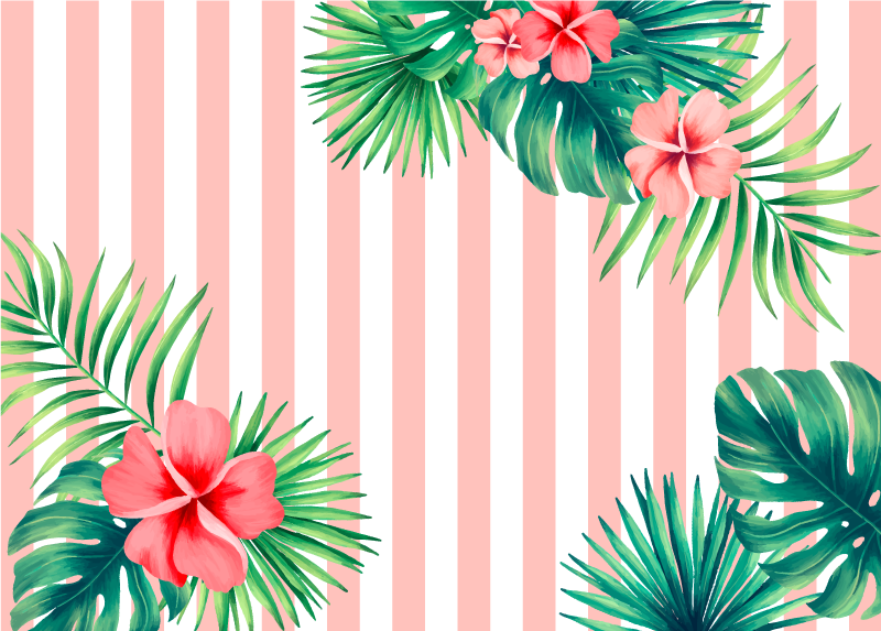 Tropical Flora Stripe floral vinyl carpet - TenStickers