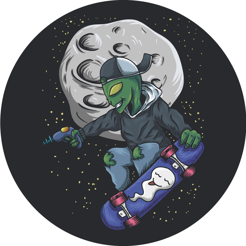 Skateboarding Alien kids vinyl carpet - TenStickers