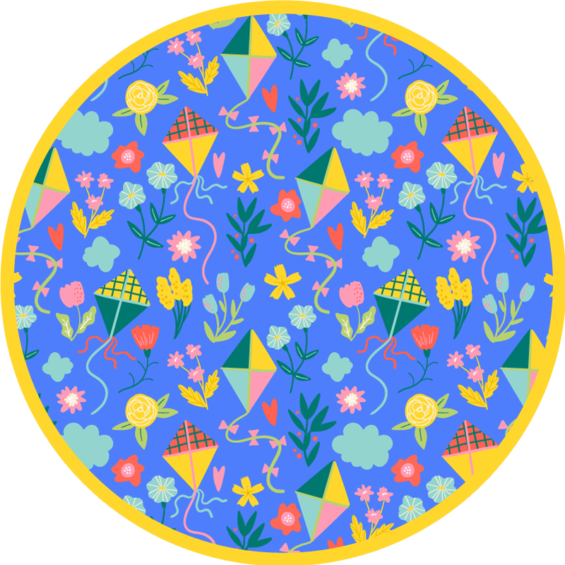 Floral kite motif floral vinyl carpet - TenStickers