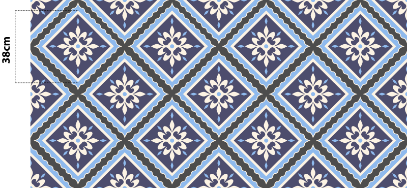 Tile Floral Pattern kitchen vinyl carpet - TenStickers