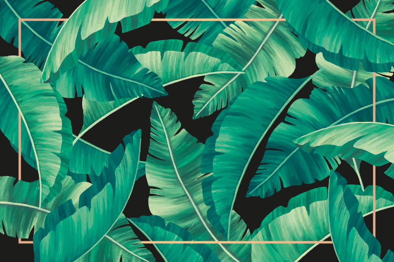 Tropical Leaf Motifs nature vinyl carpet - TenStickers