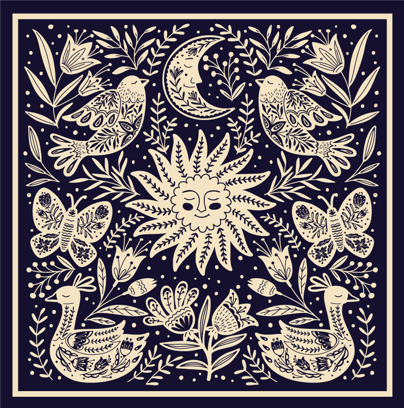 Celestial folk harmony bedroom vinyl carpet - TenStickers