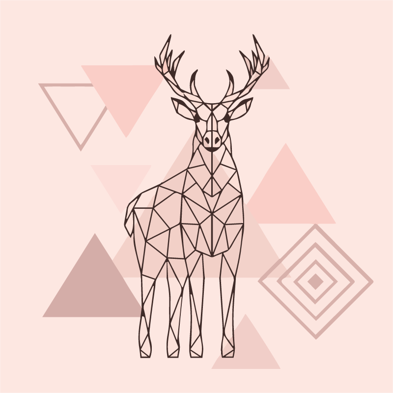 Geometric deer art bedroom vinyl carpet - TenStickers