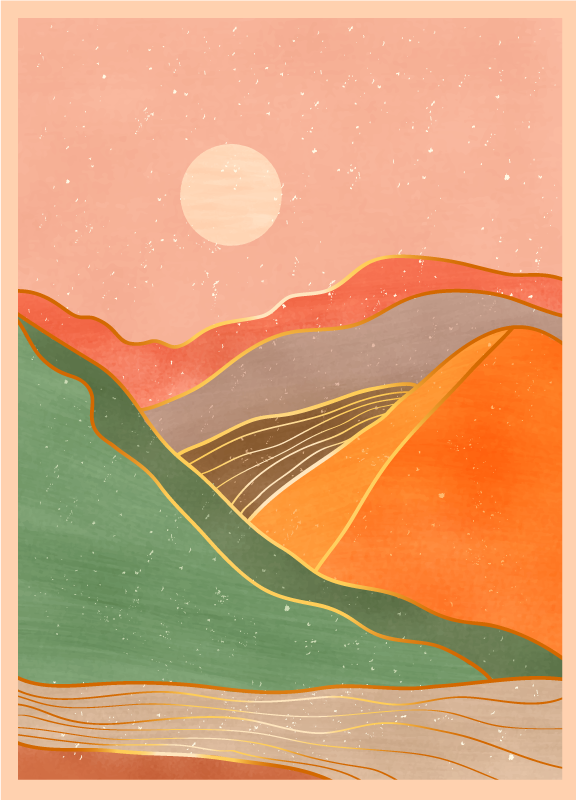 Abstract mountain scenery modern vinyl carpet - TenStickers