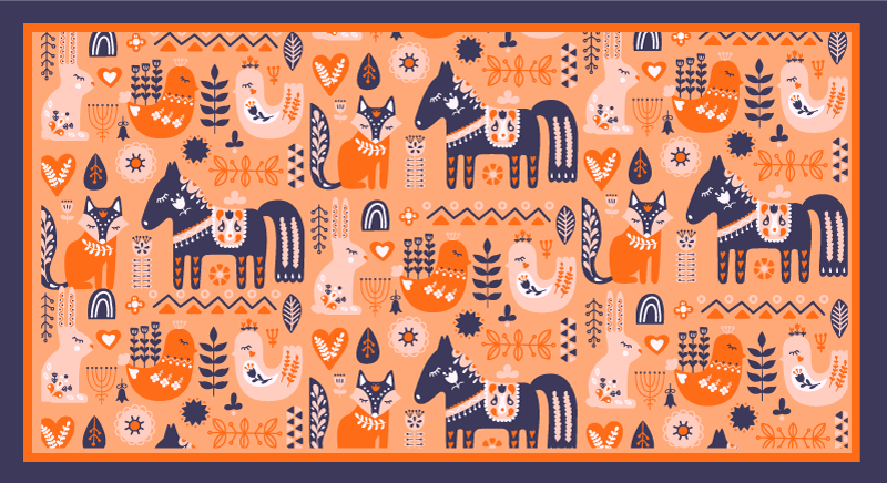 Nordic folk animals kids vinyl carpet - TenStickers