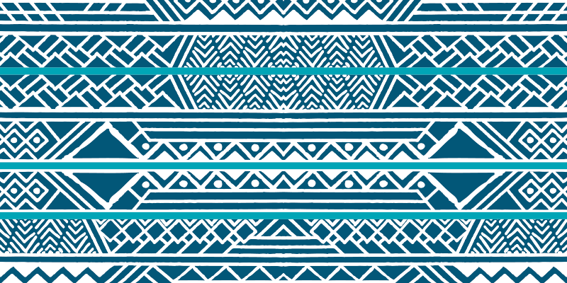 Teal blue stripes ethnic vinyl carpet - TenStickers