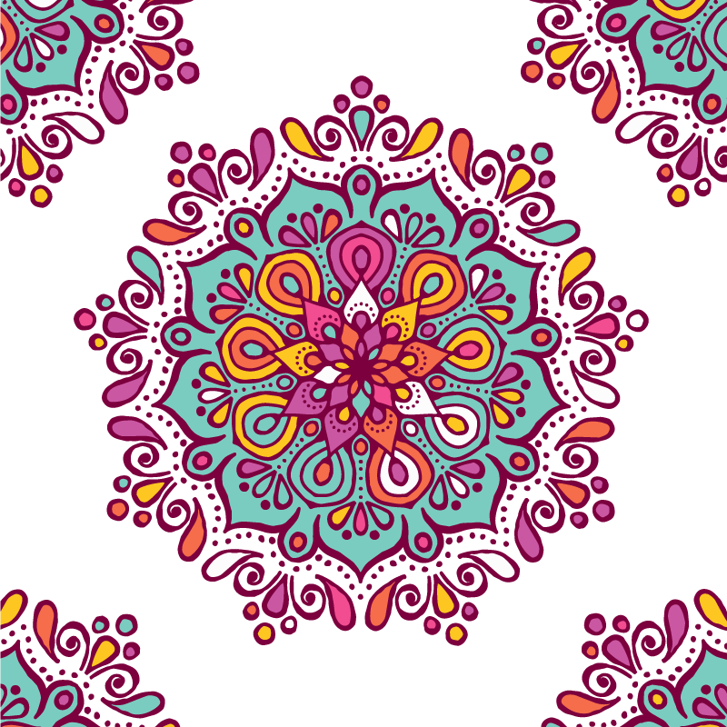 Colorful Intricate Pattern mandala vinyl carpet - TenStickers