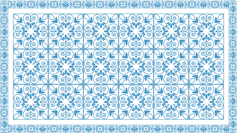 Azure Botanical Elements kitchen vinyl carpet - TenStickers