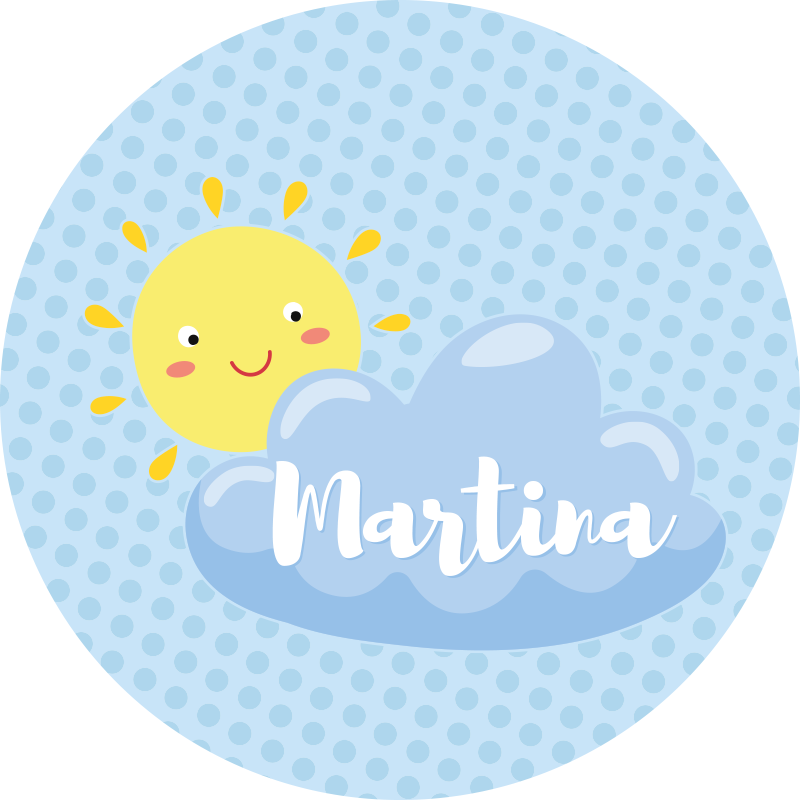 Sun and cloud with name kids vinyl carpet - TenStickers