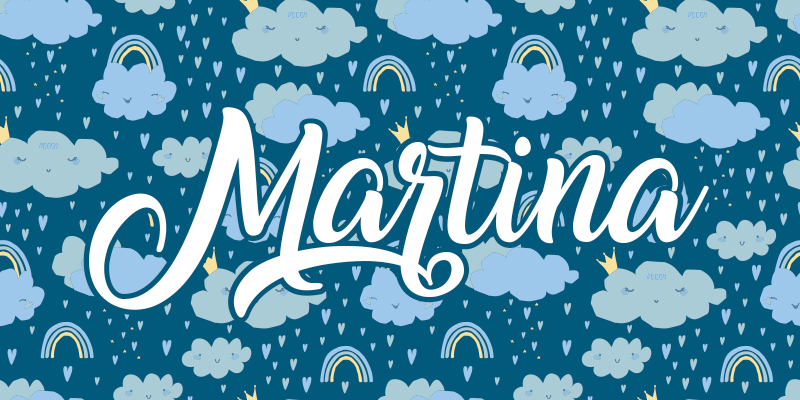 Blue clouds with name kids vinyl carpet - TenStickers