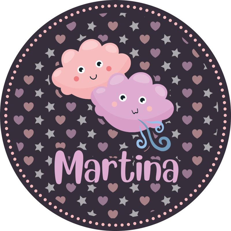 Purple clouds with name kids vinyl carpet - TenStickers