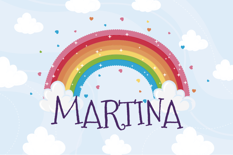 Rainbow custom name kids vinyl carpet - TenStickers