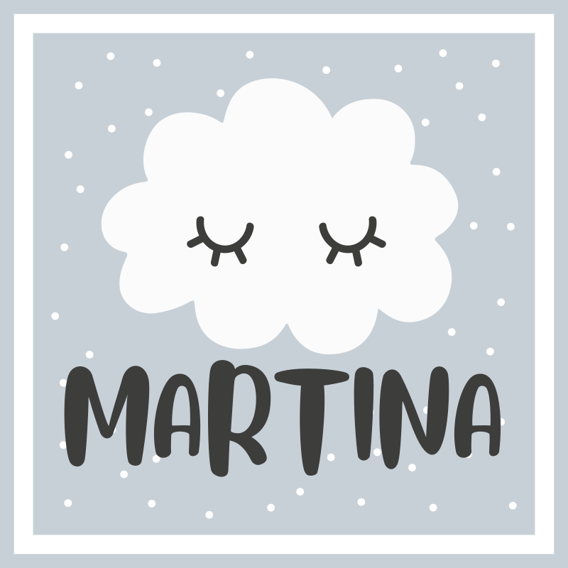 Gray Cloud With Name nursery vinyl carpet - TenStickers