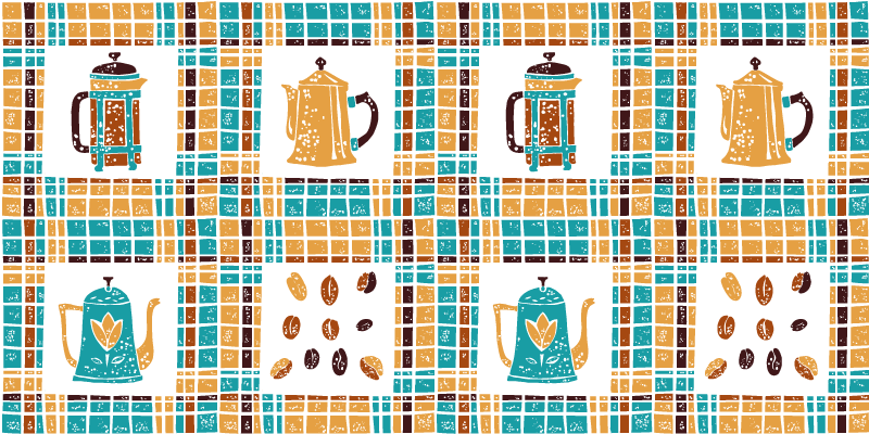 Coffee Pot Mosaic kitchen vinyl carpet - TenStickers
