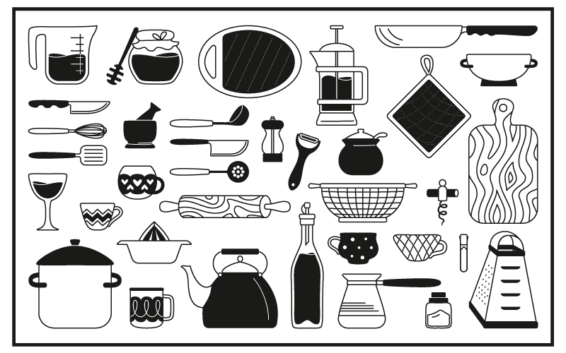 Black and white kitchen vinyl floor - TenStickers