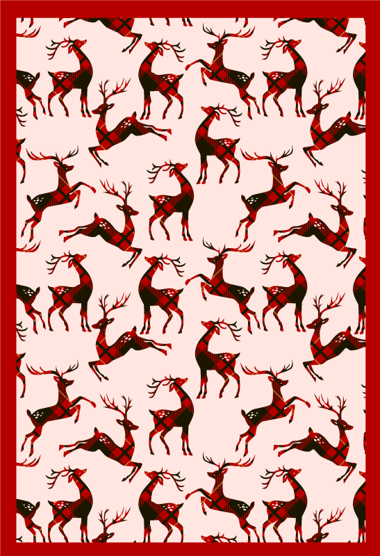 Reindeer red pattern Christmas vinyl carpet - TenStickers