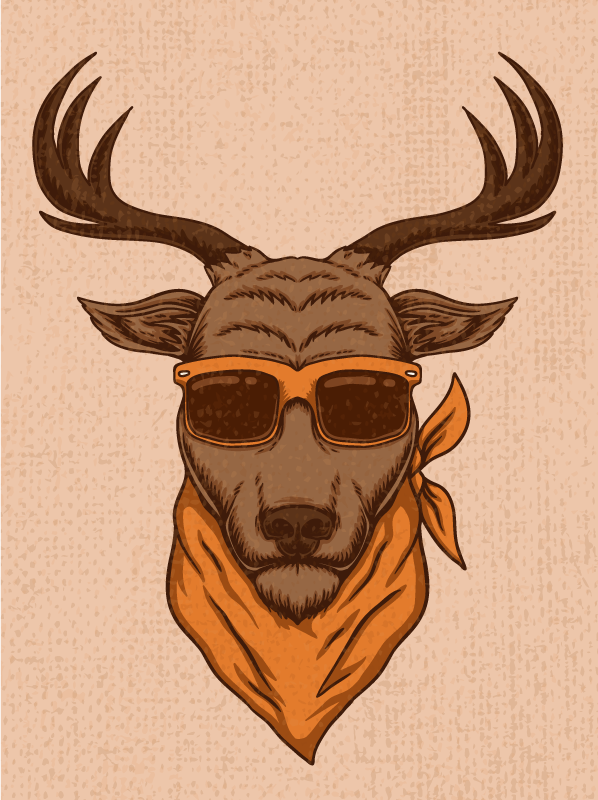 Cool Stag Illustration animal vinyl carpet - TenStickers