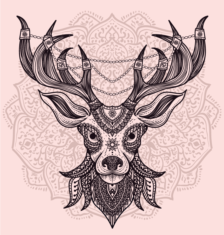 Grey stag motif animal vinyl carpet - TenStickers