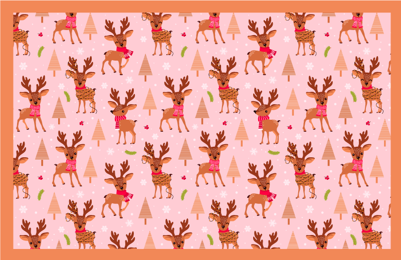 Reindeer pink theme Christmas vinyl carpet - TenStickers