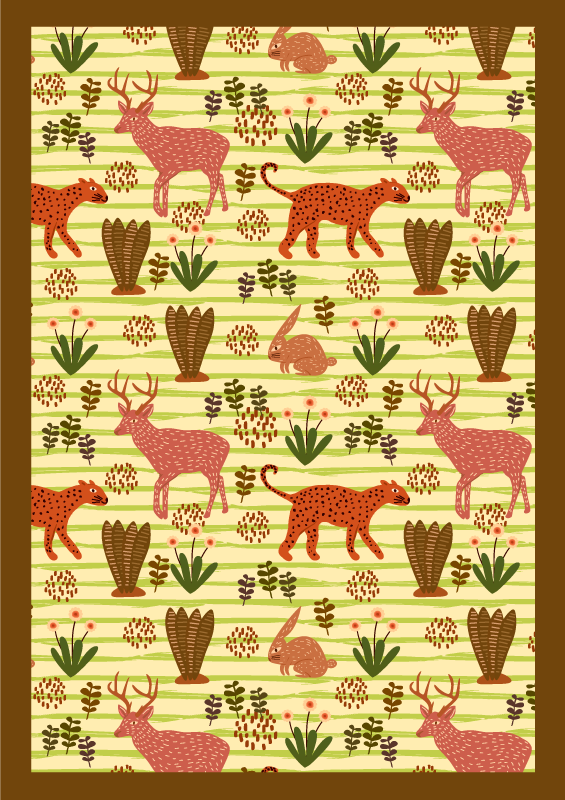 Safari Wildlife Pattern animal vinyl carpet - TenStickers