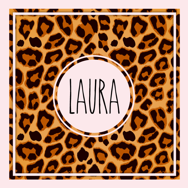 Leopard pattern with name teen vinyl carpet - TenStickers