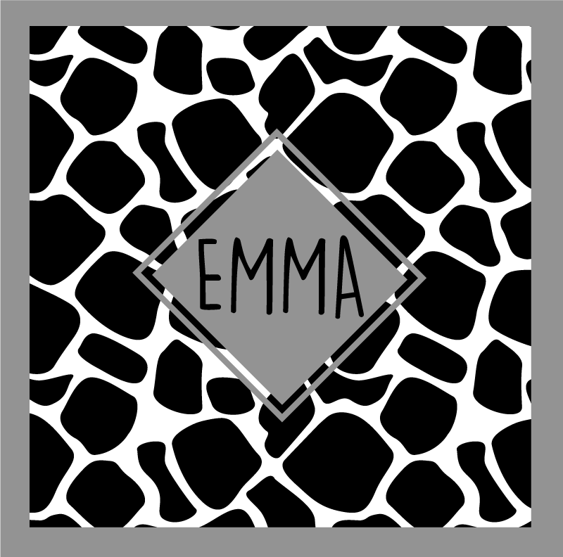 Black and white giraffe with name teen vinyl carpet - TenStickers