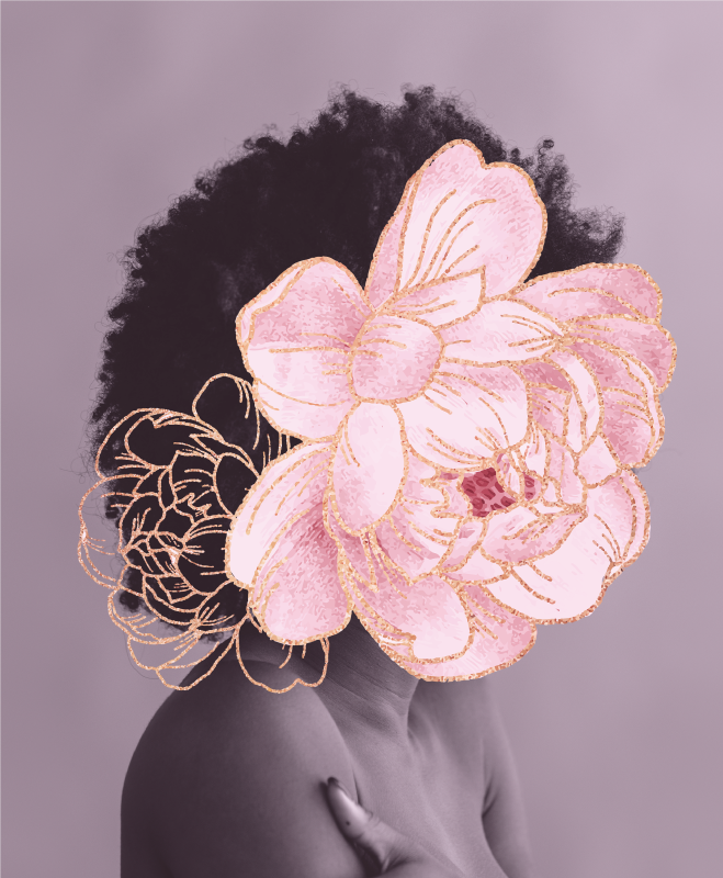 Graceful botanical silhouette living room vinyl carpet - TenStickers