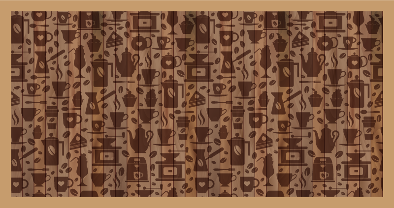 Coffee cup patterns kitchen vinyl carpet - TenStickers