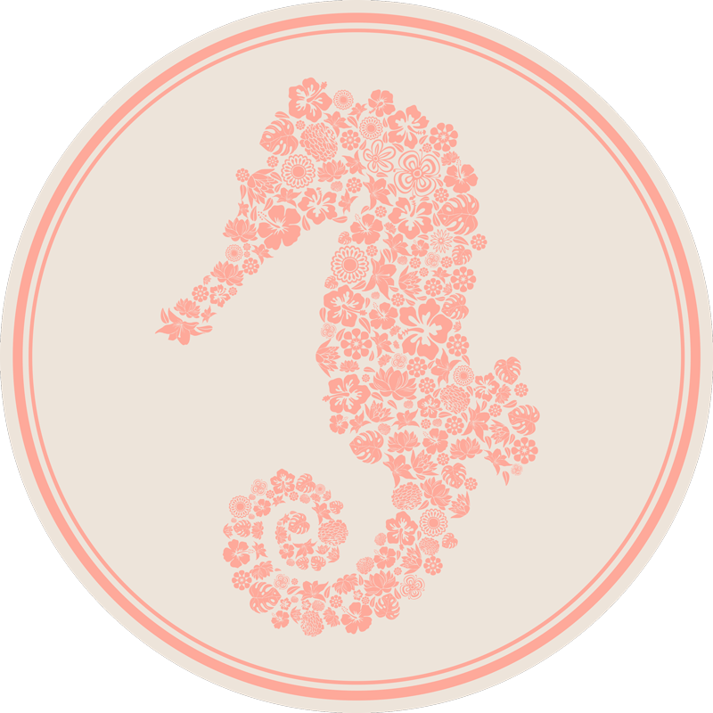 Floral vinyl carpet seahorse floral design - TenStickers