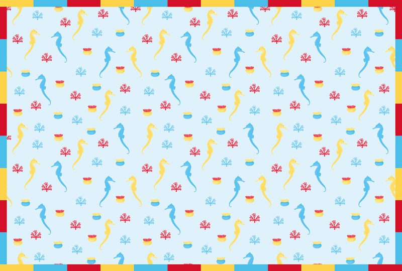Seahorse blue design bathroom vinyl carpet - TenStickers