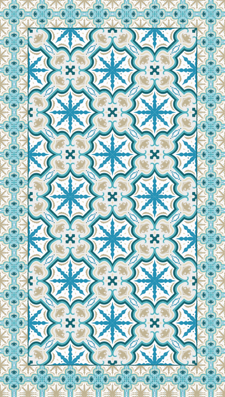 Azure botanical print tile vinyl carpet - TenStickers