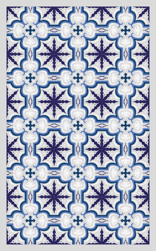 Intricate Blue Pattern tile vinyl carpet - TenStickers