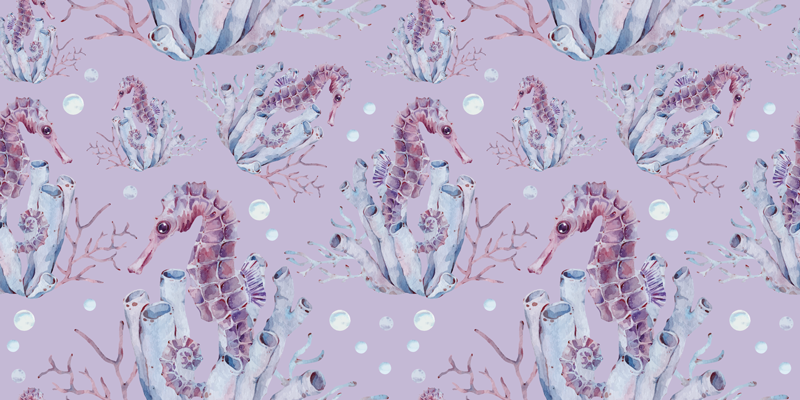 Seahorse coral design bathroom vinyl carpet - TenStickers