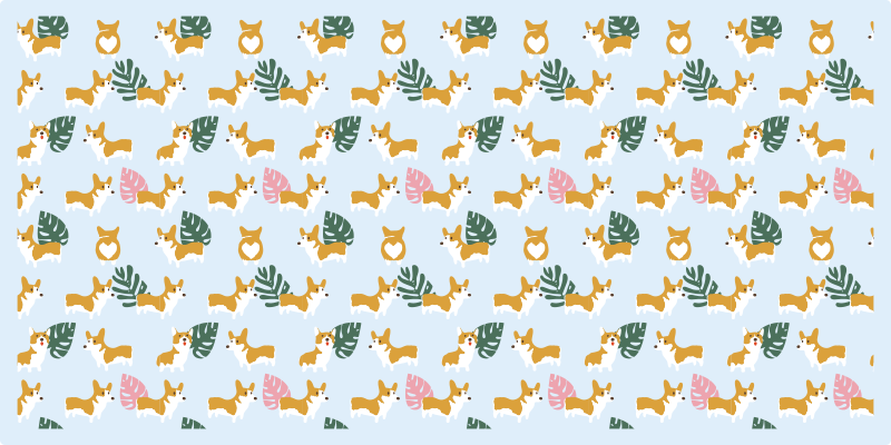 Monstera and dogs animal vinyl carpet - TenStickers