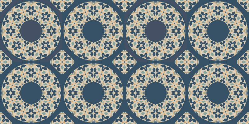 CIRCULAR PATTERNS BLUE mosaic vinyl carpet - TenStickers