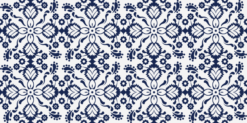 Blue and white floral design tile vinyl carpet - TenStickers