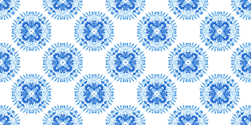Azure Blossom Elements mosaic vinyl carpet - TenStickers