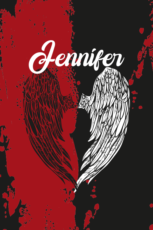 Heart wings with name teen vinyl carpet - TenStickers