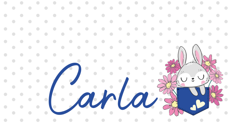 Grey bunny with name kids vinyl carpet - TenStickers