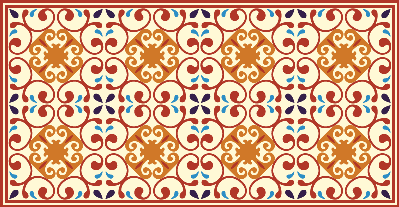 Elaborate Botanical Motif mosaic vinyl carpet - TenStickers