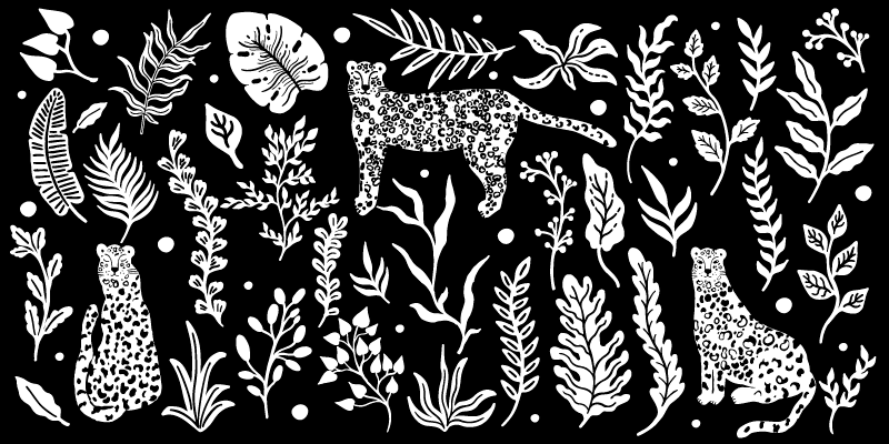 Monstera and leopards nature vinyl carpet - TenStickers