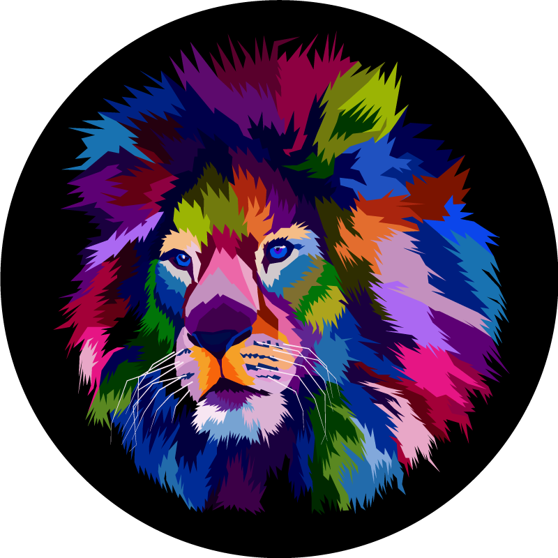 Colorful Lion Head animal vinyl carpet - TenStickers