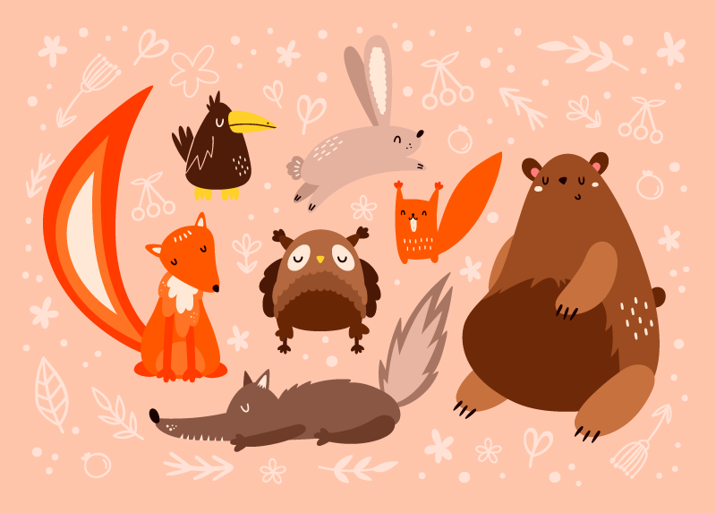 Adorable Animal Companions nursery vinyl carpet - TenStickers