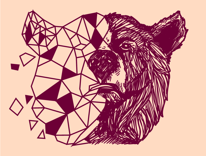 Geometric bear head animal vinyl carpet - TenStickers