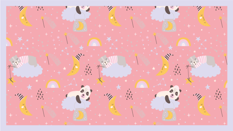Clouds on pink background kids vinyl carpet - TenStickers