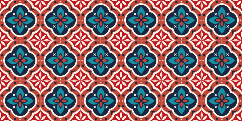 Mosaic vinyl carpet vibrant botanical inspiration - TenStickers