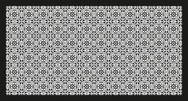 Black floral pattern tile vinyl carpet - TenStickers